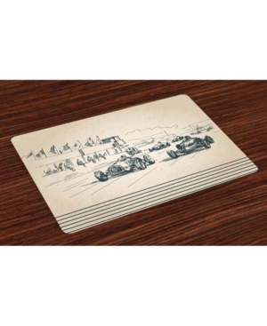 Ambesonne Vintage-Like Car Place Mats Set of 4