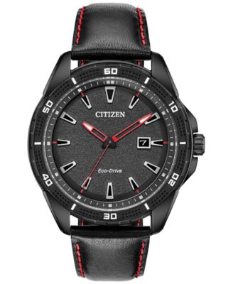 Citizen - Black Leather Strap Watch 45mm