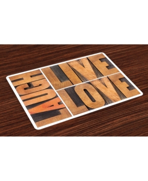Ambesonne Live Laugh Love Place Mats Set of 4