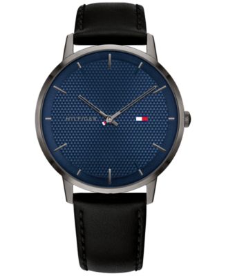 Tommy Hilfiger Black Leather Strap Watch 40mm & Reviews - Macy's