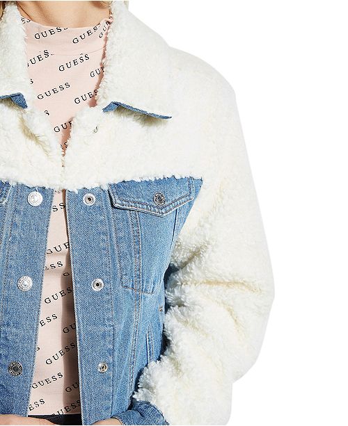 GUESS FauxSherpa Denim Jacket & Reviews Jackets & Vests Juniors Macy's