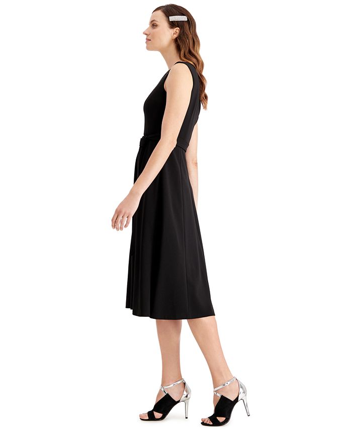 Calvin Klein Shoulder Embellished Belted Dress - Macy's