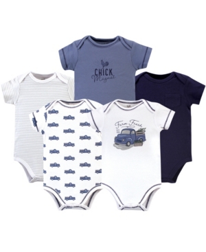 Touched by Nature Baby Boy and Girl Organic Cotton Bodysuits 5 Pack