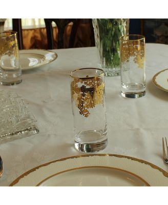 Embellished 24K Gold Crystal High Ball Tumbler, Set of 4