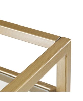 Martha Stewart Collection Martha Stewart Lionel 34"W Modern 2 Tier Bar Cart on Wheels with Antique Golden Frame