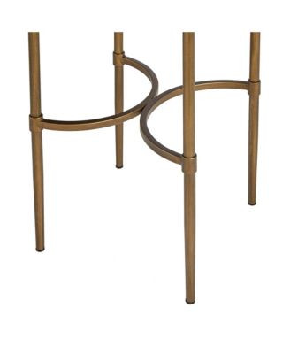 Martha Stewart Lia Vintage 18"W Oval Tempered Glass-Top Accent Table with Metal Base