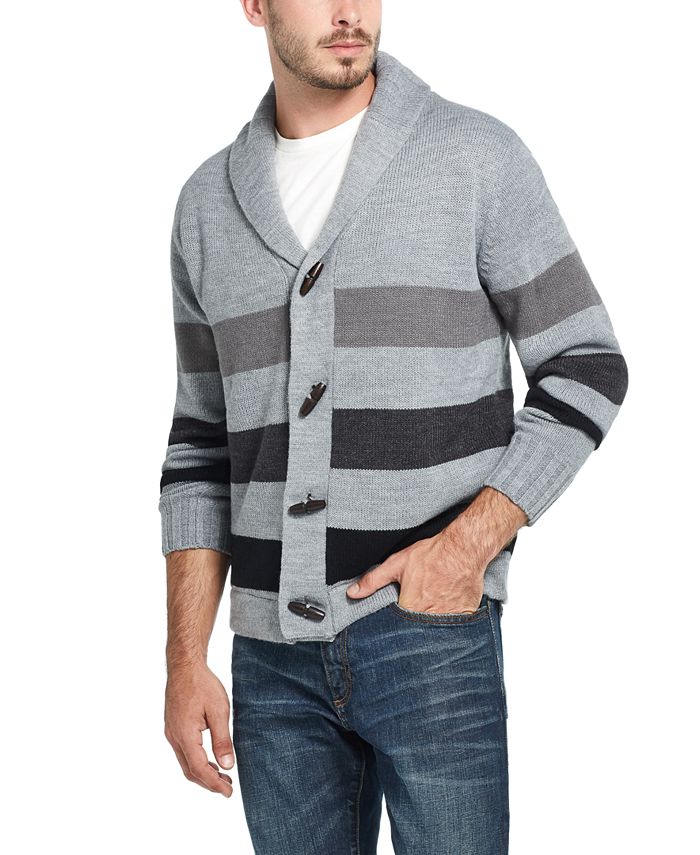 Weatherproof Vintage Men's Stripe Toggle Shawl Collar Sweater - Macy's