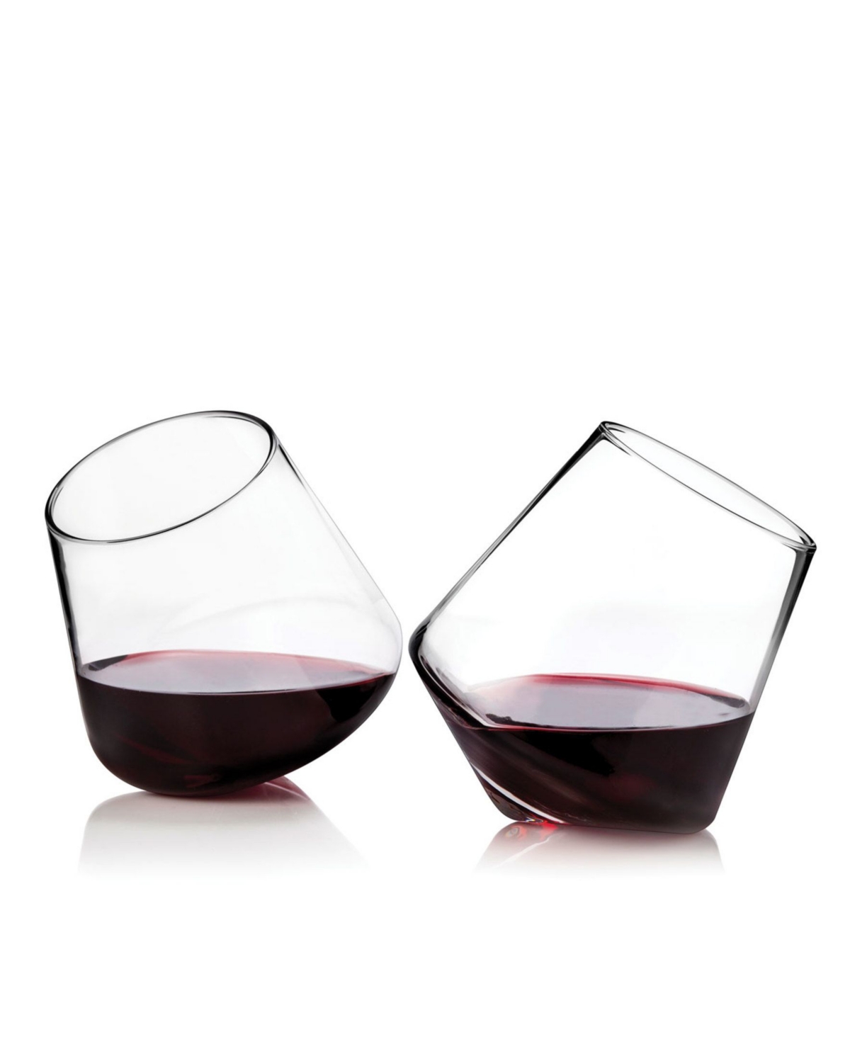 Viski Rolling Crystal Wine Glasses, Set Of 2, 12 oz In Brown