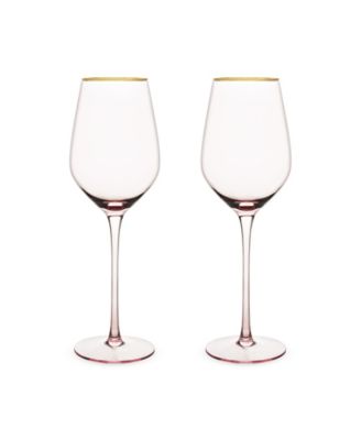 Twine Linger Crystal Wine Glasses Set of 2 - 14oz Stemmed White Wine  Glasses