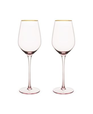 Twine Linger Crystal Wine Glasses Set of 2 - 14oz Stemmed White Wine Glasses