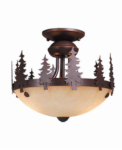 Yosemite Amber Glass Rustic Tree Semi Flush Mount Light Or Fan Light Kit
