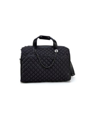 black quilted duffle bag