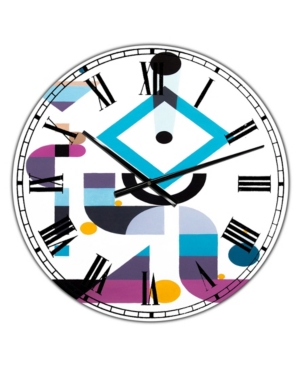 Designart Blue Diamond Arrangement Large Mid-Century Wall Clock - 36