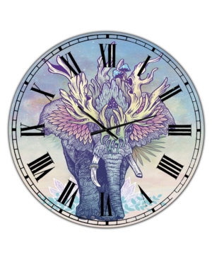 Designart Spirit Elephant Large Modern Wall Clock - 36