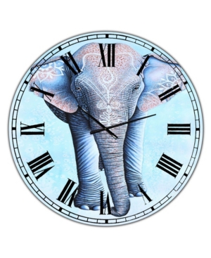 Designart Painted Asian Elephant Large Cottage Wall Clock - 36