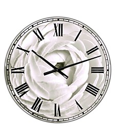 White Rannunculus Close Up Large Cottage Wall Clock - 38" x 38" x 1"