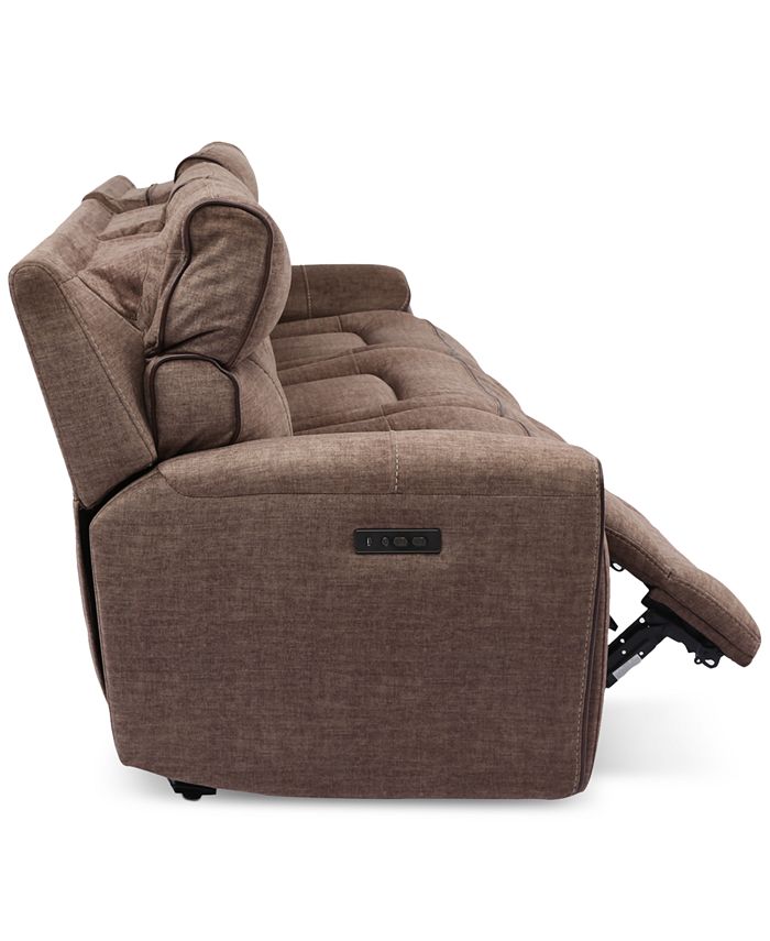 Furniture - Hutchenson 3-Pc. Fabric Sectional with 3 Power Recliners and Power Headrests