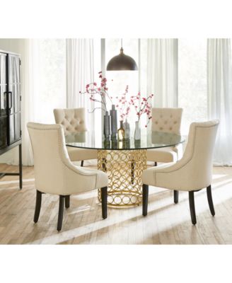 Furniture Carnaby 54" Glass Top Round Dining Table