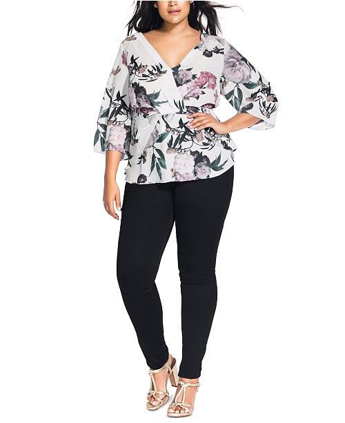 City Chic Trendy Plus Size Ruffle Garden Top Reviews Macy S