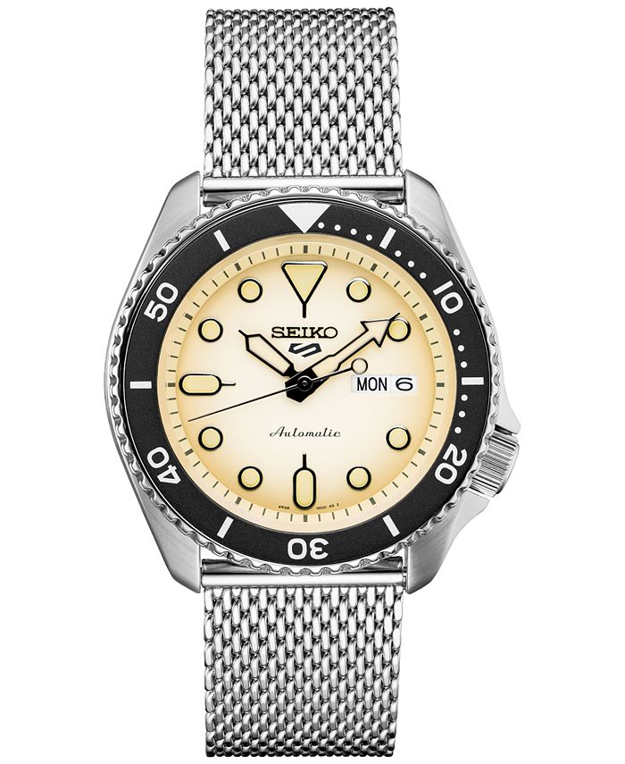 Tilladelse Brun kontakt Seiko Men's Automatic 5 Sports Stainless Steel Mesh Bracelet Watch 42.5mm -  Macy's
