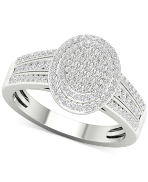 image of Diamond Oval Cluster Statement Ring (1/2 ct. t.w.) in Sterling Silver
