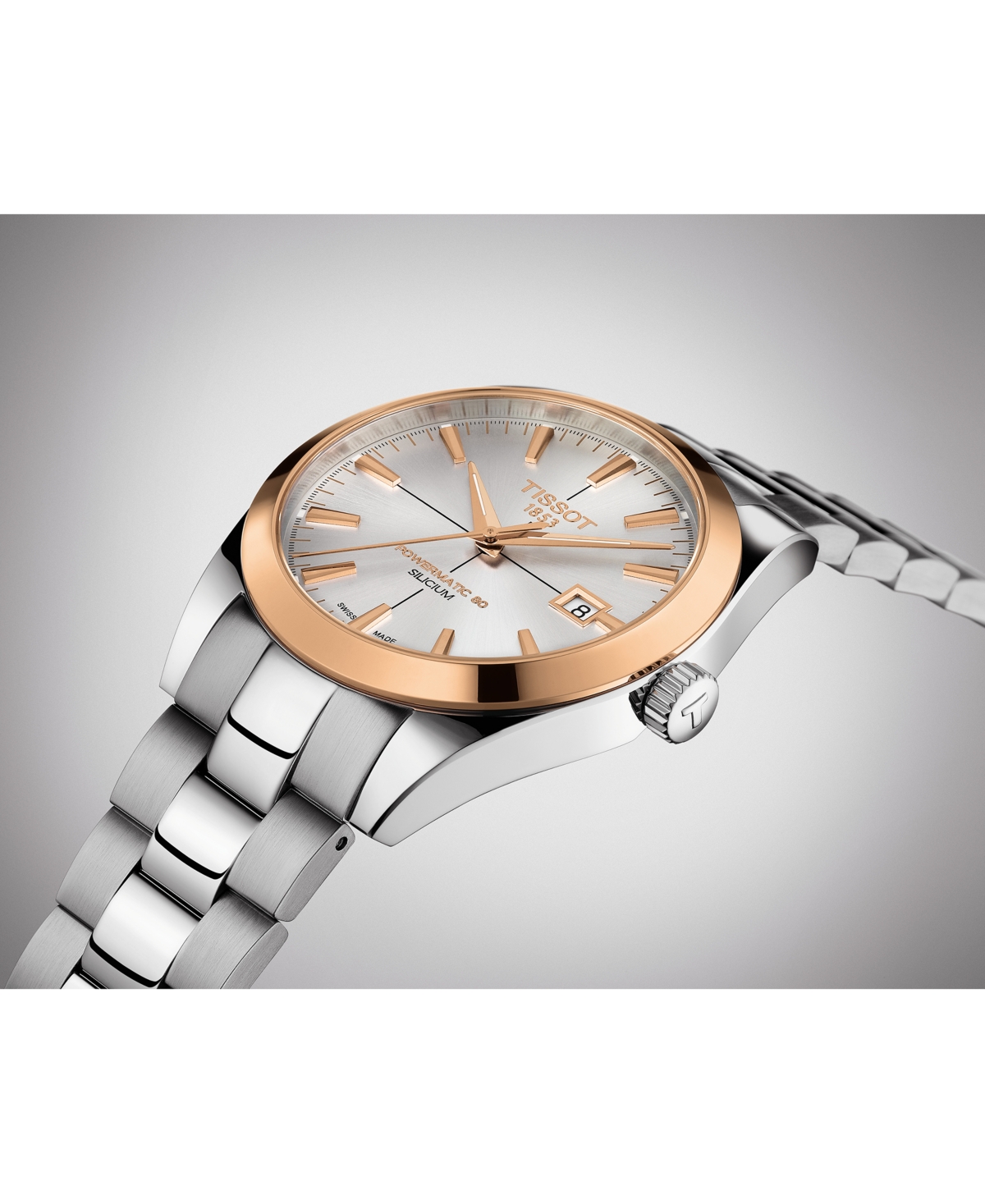 Shop Tissot Men's Swiss Automatic Gentleman Stainless Steel Bracelet Watch 40mm In Silver