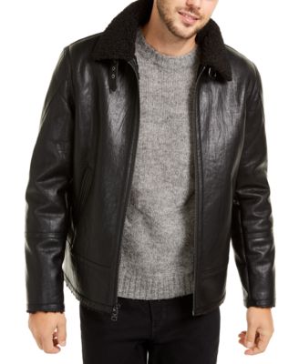 calvin klein grey leather jacket