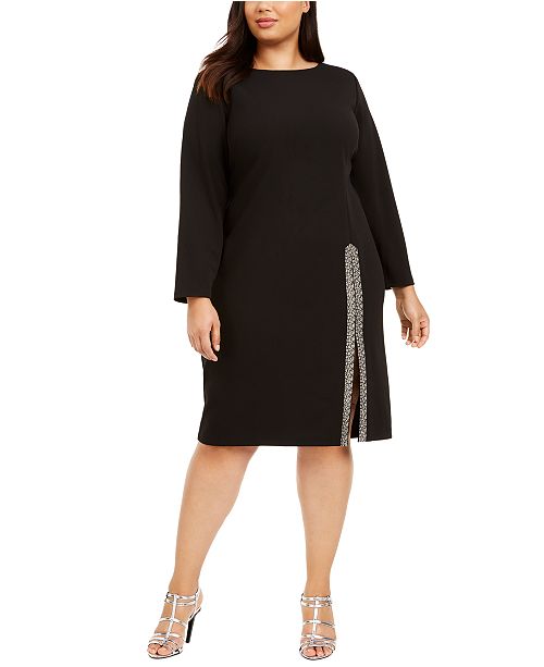 Calvin Klein Plus Size Bling Up The Side Dress Reviews Macy S
