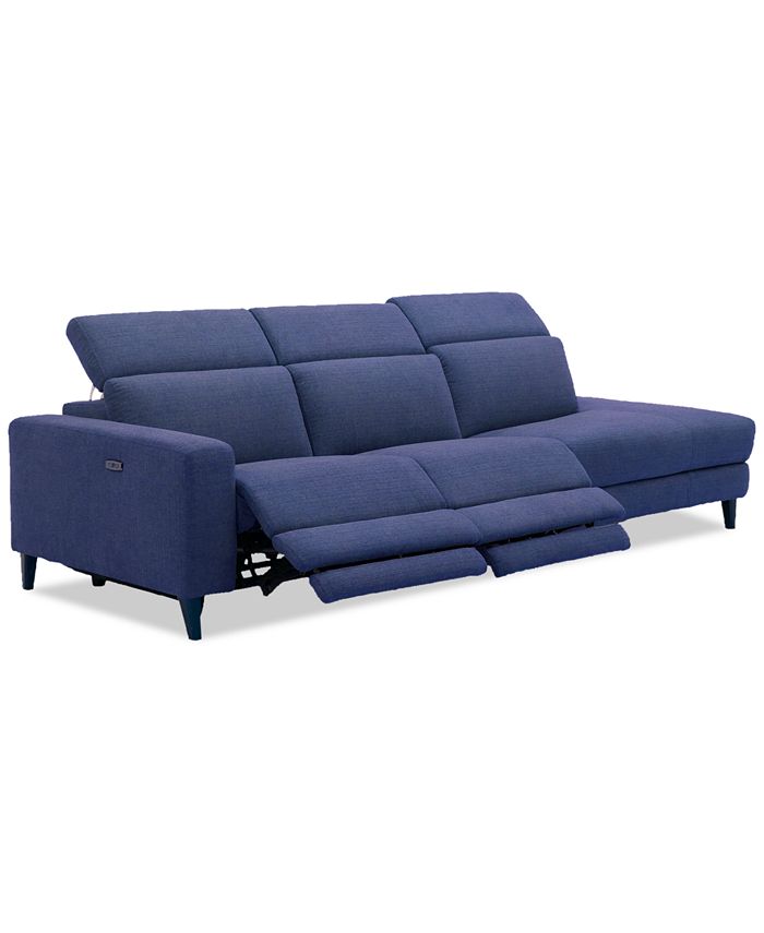 Furniture CLOSEOUT! Sleannah 3Pc. Fabric Bumper Sectional with 2 Power