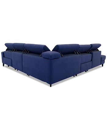 Furniture - Sleannah 5-Pc. Fabric Bumper Sectional with 2 Power Recliners