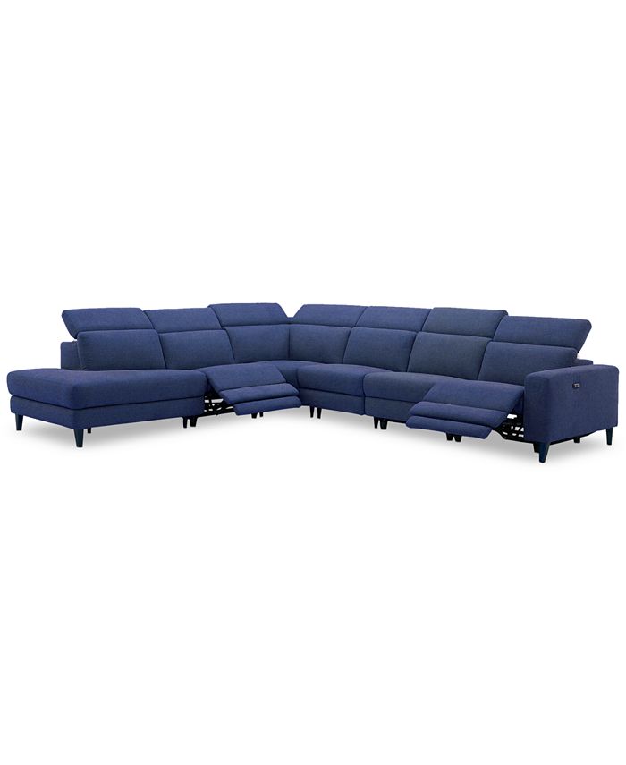 Furniture CLOSEOUT! Sleannah 6Pc. Fabric Bumper Sectional with 2 Power
