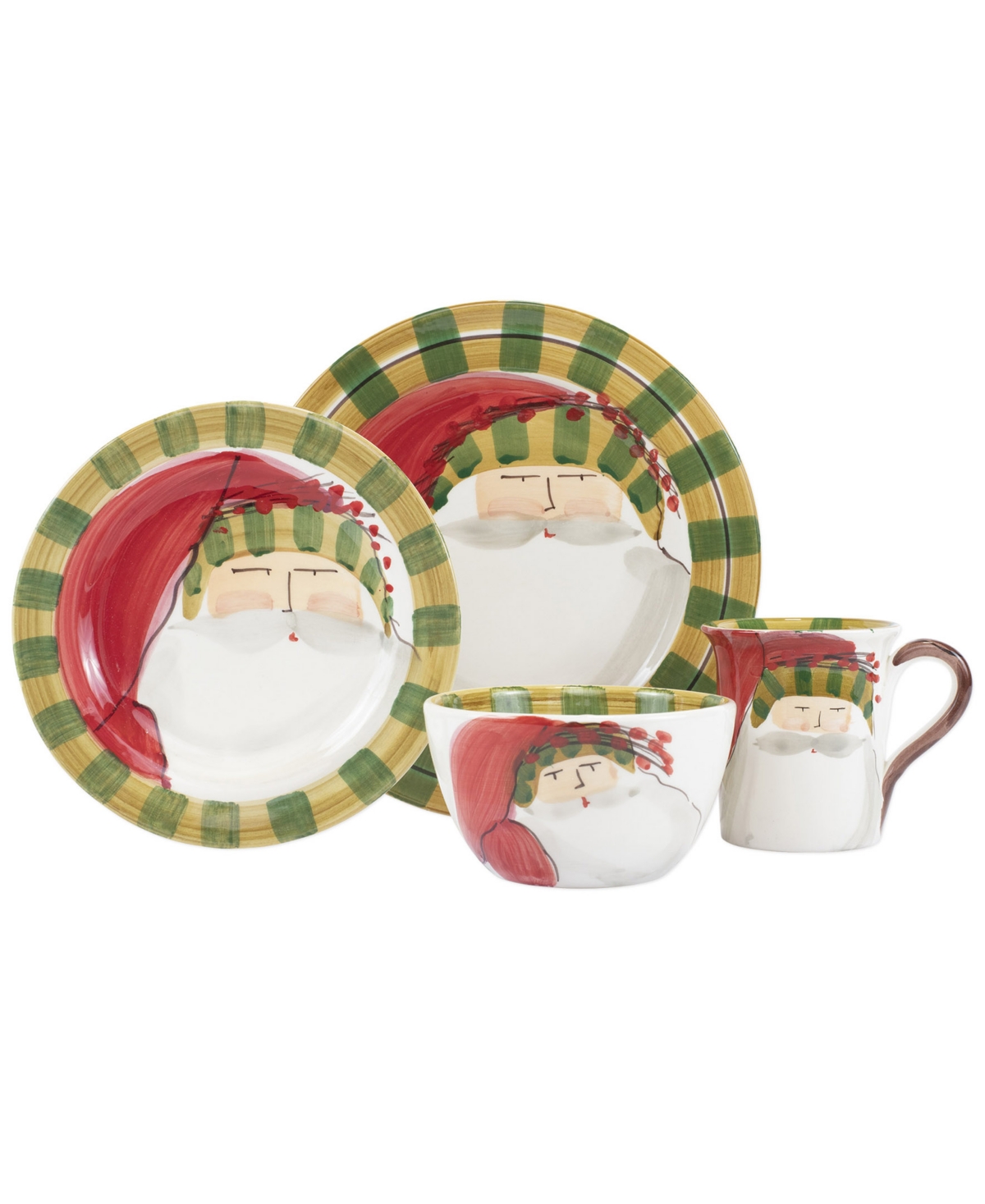 Old St. Nick Striped Hat 4 Piece Place Setting - Striped