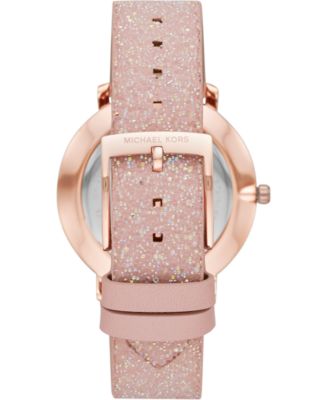 michael kors women's pyper blush leather strap watch 38mm