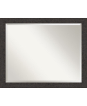 Amanti Art Rustic Plank Framed Bathroom Vanity Wall Mirror, 31.25" X 25.25" In Dark Brown