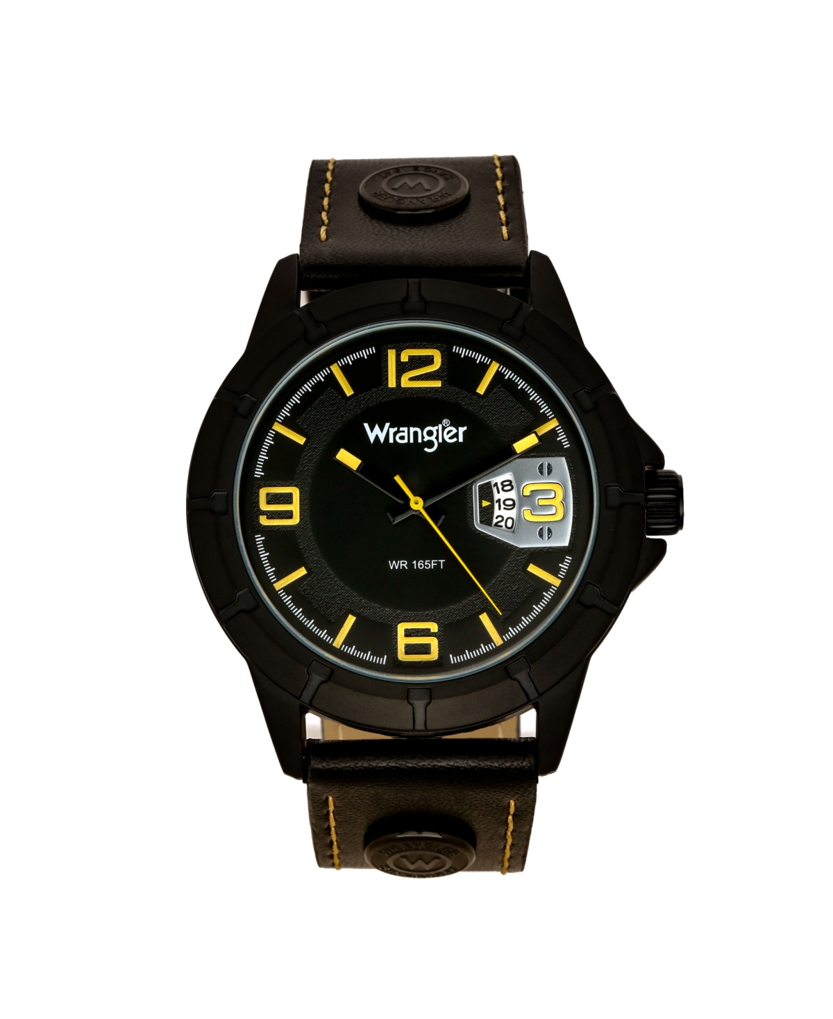 Men's Black Polyurethane Strap Watch, 48MM - Black