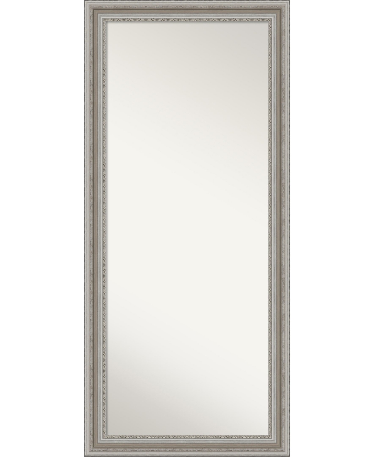 Parlor Silver-tone Framed Floor/Leaner Full Length Mirror, 29.5" x 65.50" - Silver