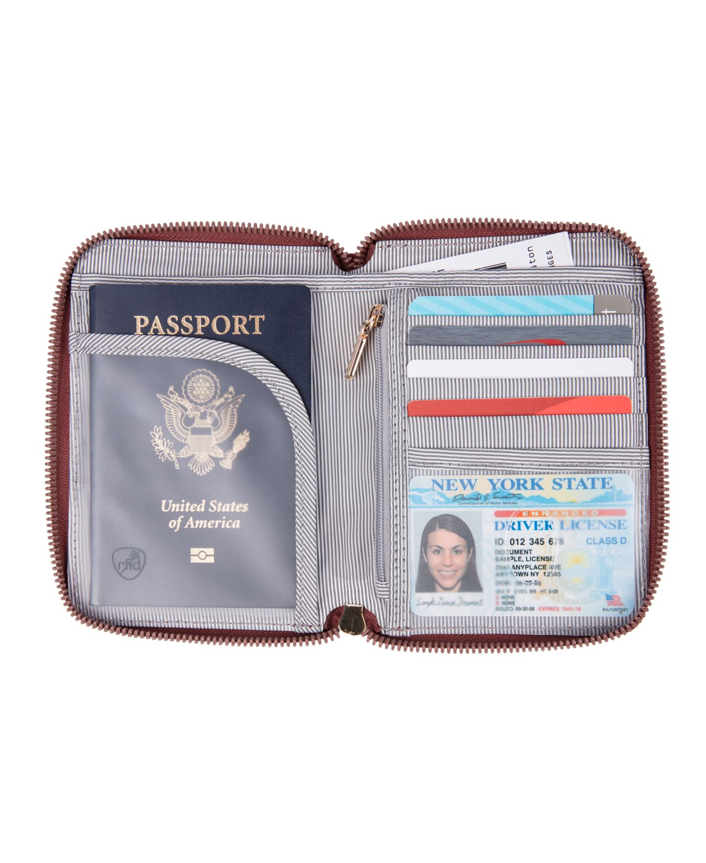Кошелёк Travelon RFID Blocking Passport Zip Wallet, цвет: Синий — фото 5
