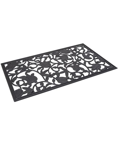 Envelor Floral Wrought Iron Rubber Welcome Doormat 18 X 30