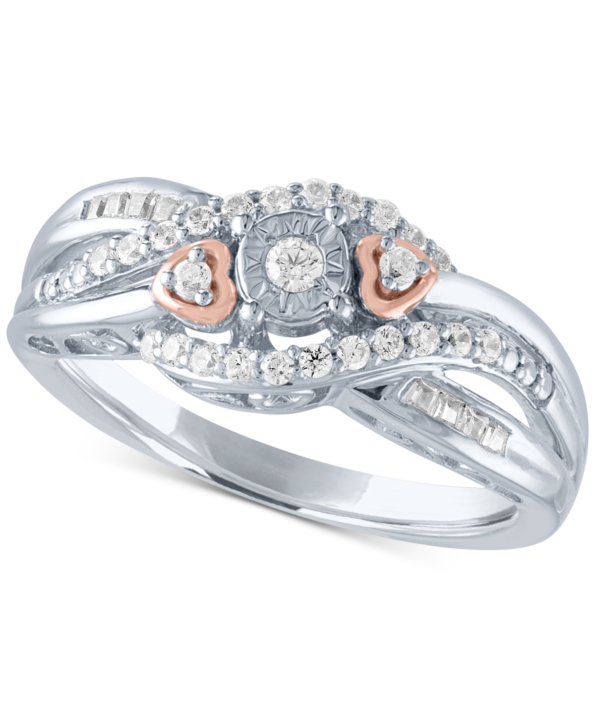 Diamond Promise Ring (1/4 ct. t.w.) in Sterling Silver & 14k Rose Gold-Plate - Sterling Silver