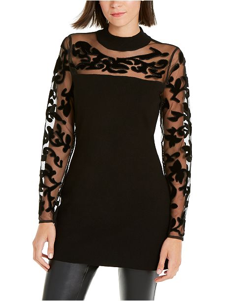 Inc Velvet Flocked Illusion Sweater Created For Macy S