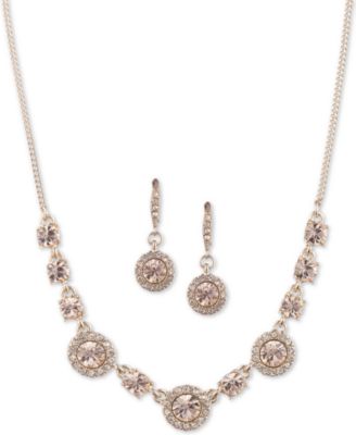 crystal necklace and earring set