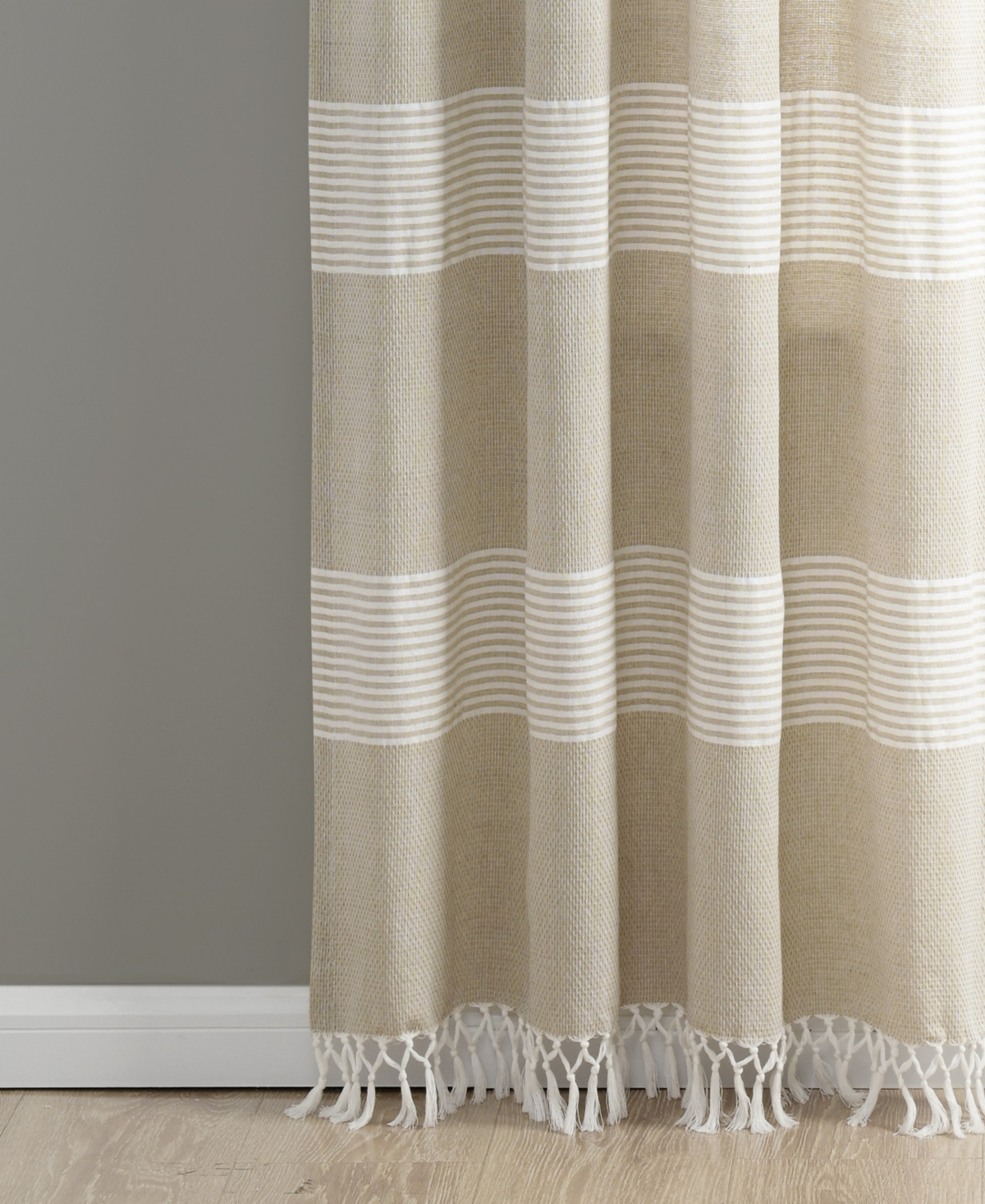 Lush Decor Tucker Stripe Yarn Dyed Cotton Knotted Tassel Window Curtain Panels