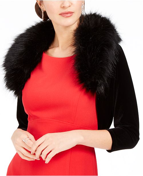 Tahari ASL Velvet FauxFurCollar Shrug, Created for Macy's & Reviews