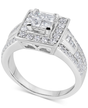 image of Diamond Princess Halo Engagement Ring (1-1/8 ct. t.w.) in 14k White Gold