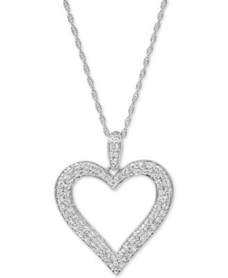 Macy's - Diamond Heart 18" Pendant Necklace (1/2 ct. t.w.) in 10k White Gold