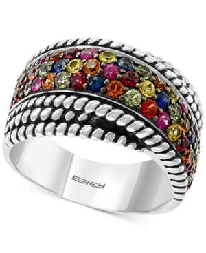 image of Effy Multi-Sapphire Cluster Ring (1-3/4 ct. t.w.) in Sterling Silver
