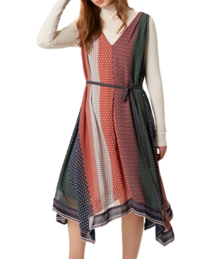 FRENCH CONNECTION CAPRICE PRINTED HANDKERCHIEF-HEM DRESS