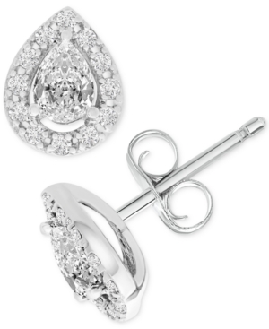 image of Diamond Pear Halo Stud Earrings (3/8 ct. t.w.) in 14k White Gold