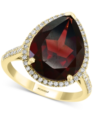 image of Effy Rhodolite Garnet (8-5/8 ct. t.w.) & Diamond (1/3 ct. t.w.) Pear Statement Ring in 14k Gold