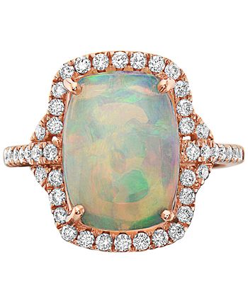 EFFY Collection - Opal (3-7/8 c.t .t.w) & Diamond (1/2 ct. t.w.) Ring in 14k Rose Gold